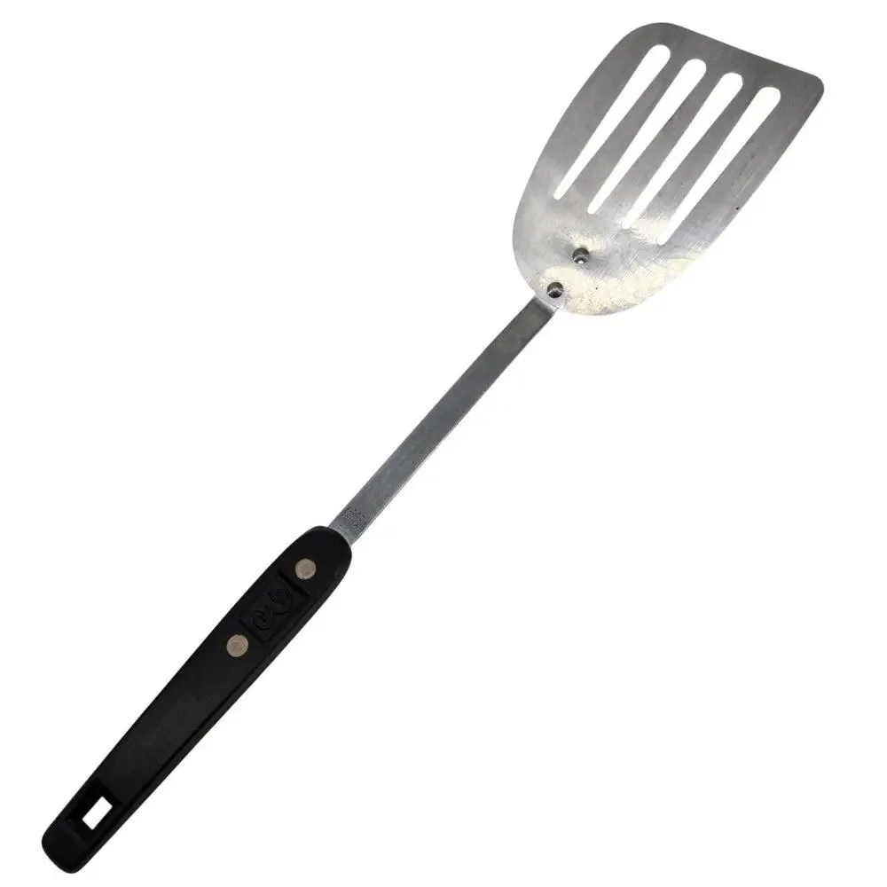 Vintage Empire USA Angled Slotted Spatula Turner Stainless Steel Black Handle